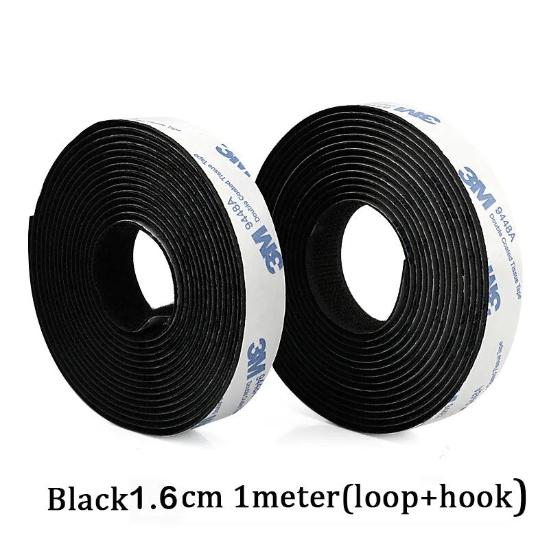 1Meter Hook and Loop Strips with Adhesive Strong Self Adhesive Fastener  Double-Side Mounting Tapes for Home and Office 16-110mm